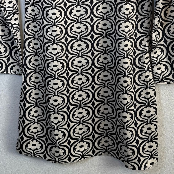 Mango Black Floral Printed Long Sleeve Funky Psychedelic Print Mini Dress Size 4 - Picture 5 of 13